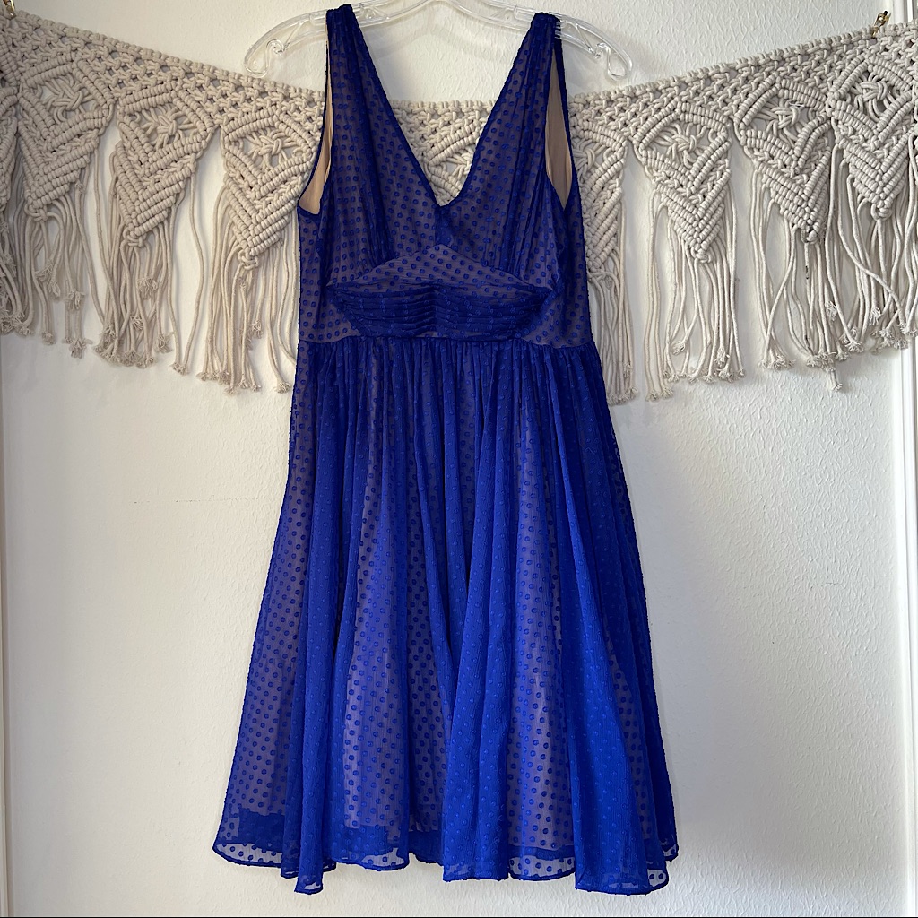 Anthropologie Hd Paris Sleeveless Blue Lined Dress